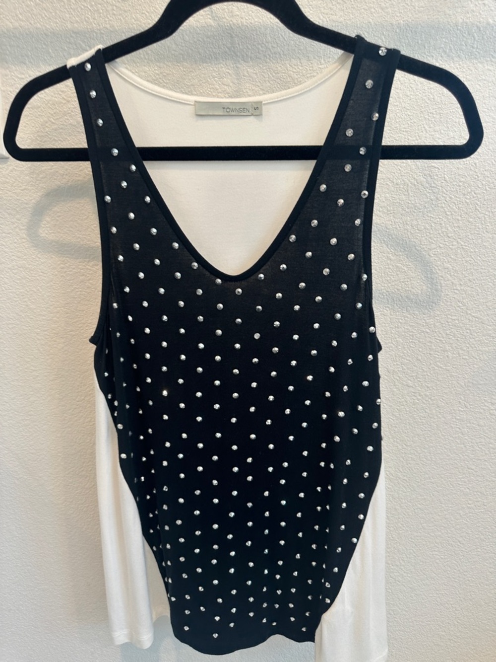Townsen Black Studded Tank with White Back